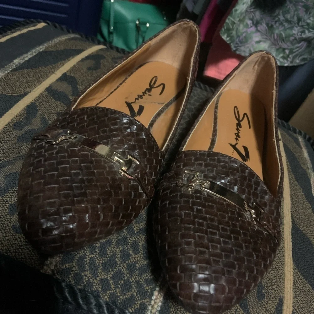 Seven jeans brown woven loafers